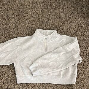 Aritzia TNA Light Gray Half-Zip Sweater